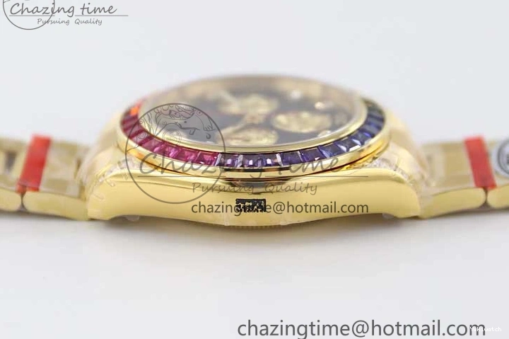 Diamonds YG Edition 1:1 Best Steel YG TWF on YG Dial Daytona A7750 116595RBOW 904L Bracelet Black 0306